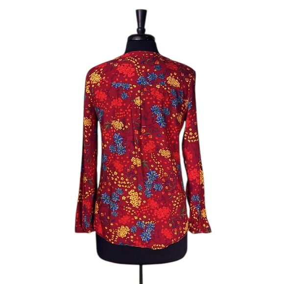 Maeve Anthropologie Women's Shirt Button Up Floral Pleated Colorful Spring Top M - Picture 2 of 9